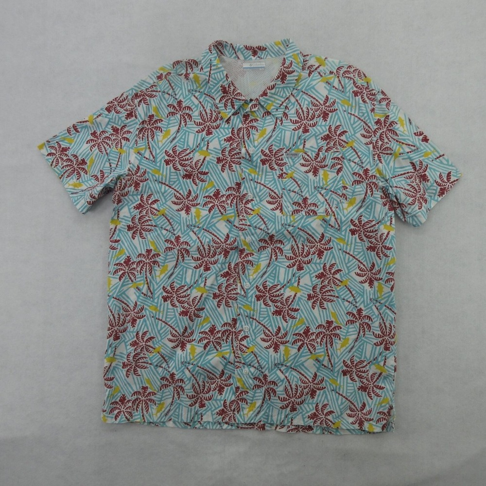 Columbia PFG Shirt Mens XL Multicolor Tropical Fish Short Sleeve Fishing Outdoor